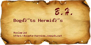 Bogáts Hermiás névjegykártya